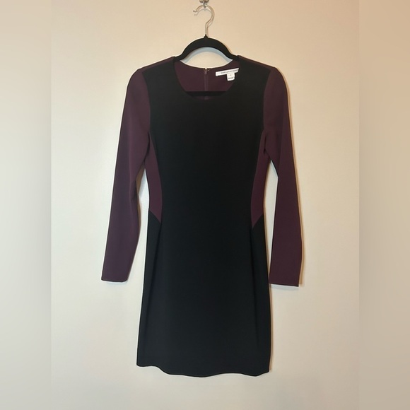 Diane von Furstenberg Octavia Color Block Long Sleeve Sheath Dress Size 2 - Picture 4 of 9